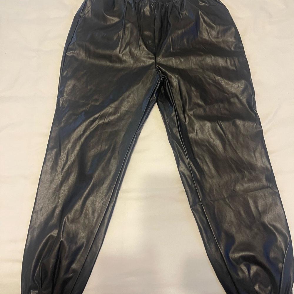 DRIFTWOOD Black Faux Leather Joggers